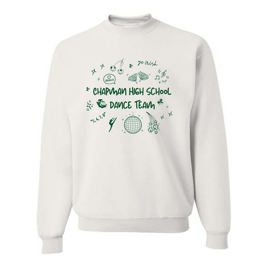 CHS DANCE White Doodle Crewneck Sweatshirt