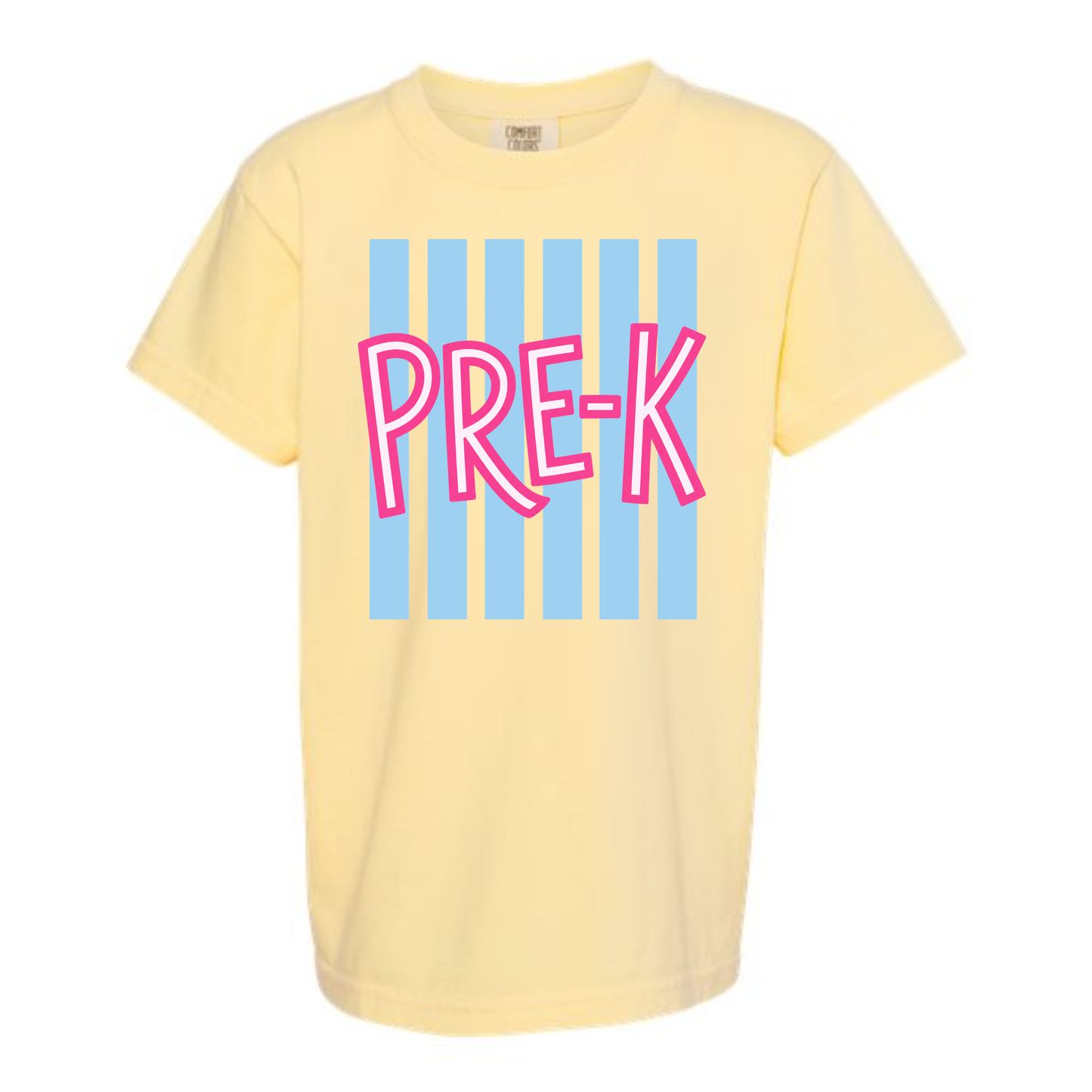 CUSTOM Back-To-School Stripe Butter Yellow Tee *Pre-Order*