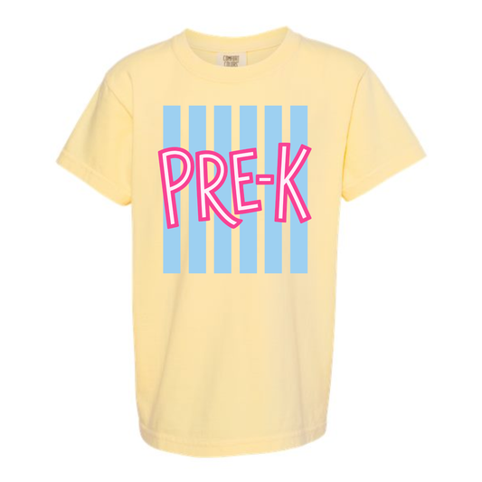 CUSTOM Back-To-School Stripe Butter Yellow Tee *Pre-Order*