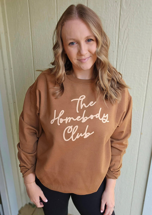 THE HOMEBODY CLUB Pecan *PUFF* Crewneck Sweatshirt