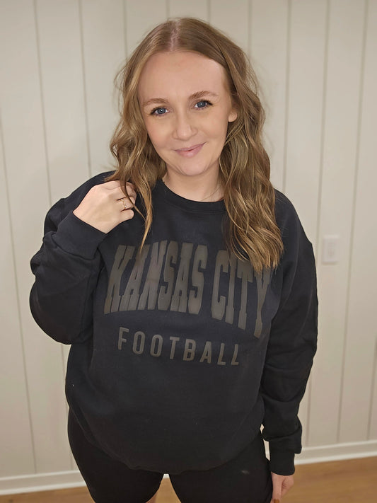 KANSAS CITY FOOTBALL Black *PUFF* Crewneck Sweatshirt