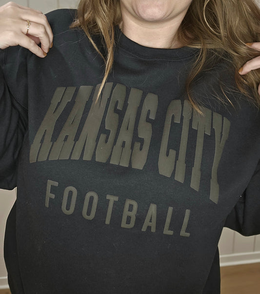 KANSAS CITY FOOTBALL Black *PUFF* Crewneck Sweatshirt