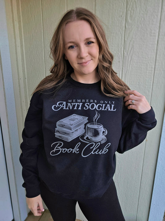 ANTISOCIAL BOOK CLUB Black Crewneck Sweatshirt