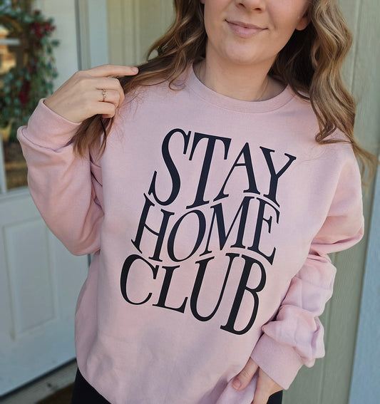 STAY HOME CLUB Blush Pink Crewneck Sweatshirt