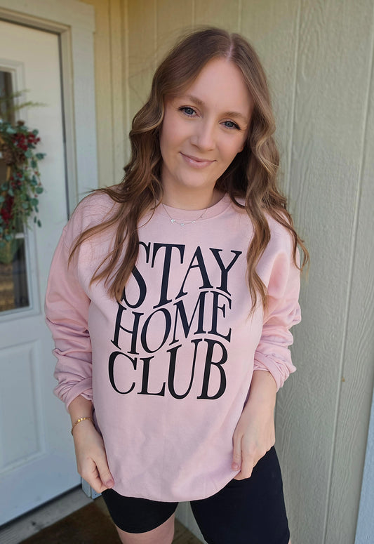 STAY HOME CLUB Blush Pink Crewneck Sweatshirt