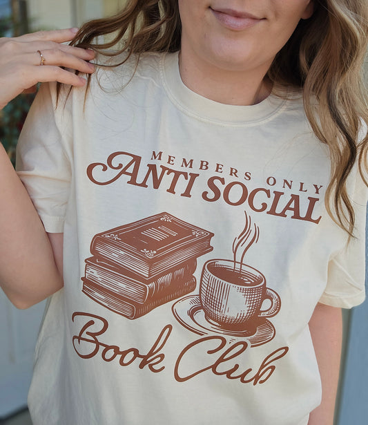ANTISOCIAL BOOK CLUB Ivory Vintage Wash Short Sleeve Tee