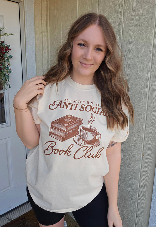 ANTISOCIAL BOOK CLUB Ivory Vintage Wash Short Sleeve Tee