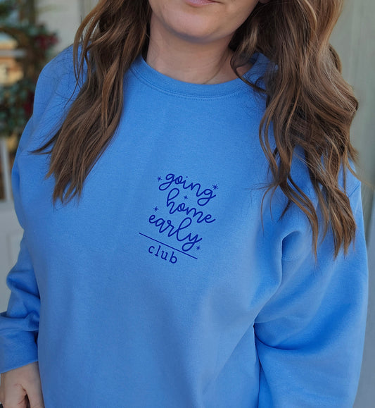 GOING HOME EARLY CLUB Light Blue Crewneck Sweatshirt