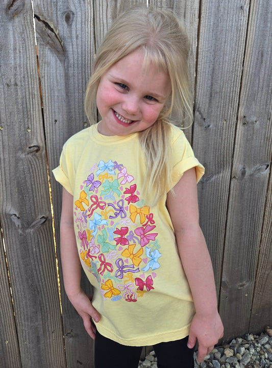 PASTEL BOW EGG Yellow Vintage Wash Short Sleeve Tee (YOUTH)