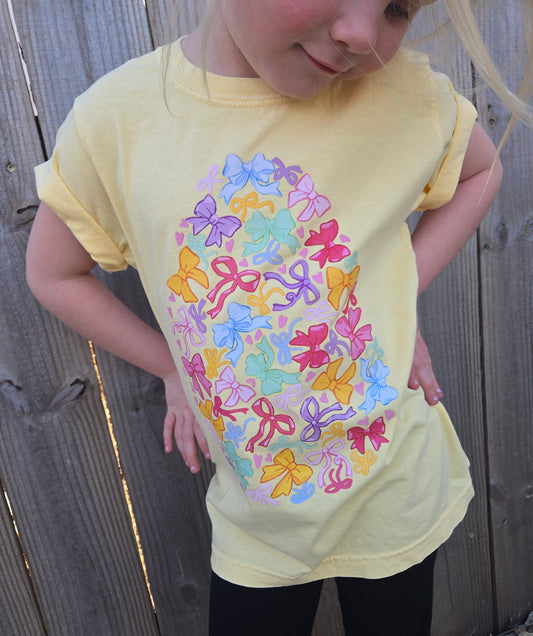 PASTEL BOW EGG Yellow Vintage Wash Short Sleeve Tee (YOUTH)