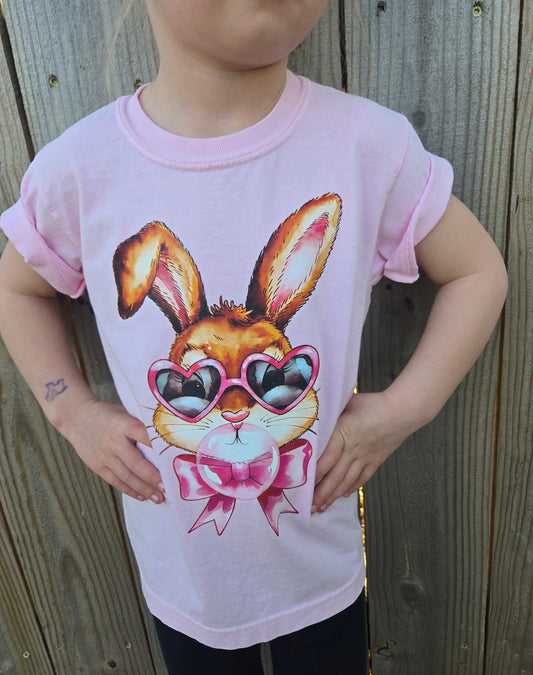 BUBBLEGUM BUNNY Pink Vintage Wash Short Sleeve Tee (YOUTH)