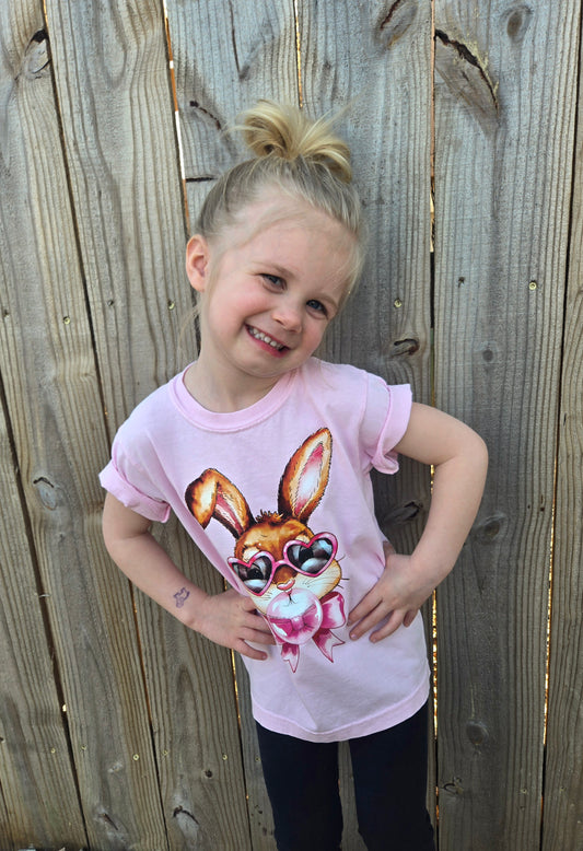 BUBBLEGUM BUNNY Pink Vintage Wash Short Sleeve Tee (YOUTH)