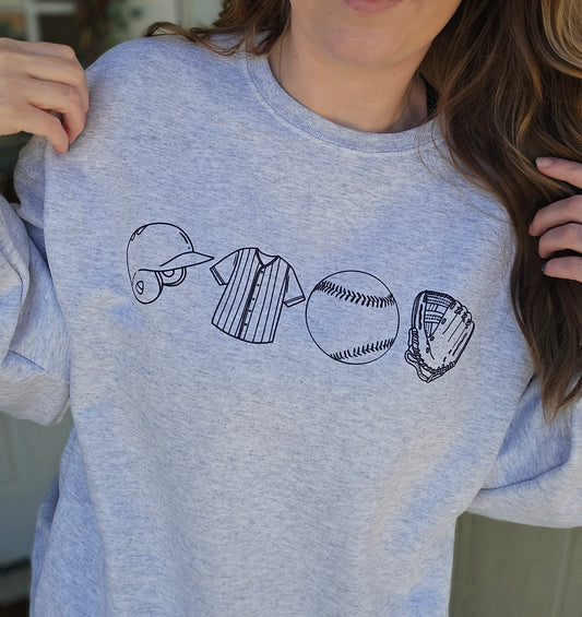 SIMPLE BALLFIELD Ash Grey Crewneck Sweatshirt