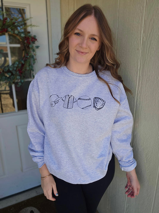 SIMPLE BALLFIELD Ash Grey Crewneck Sweatshirt