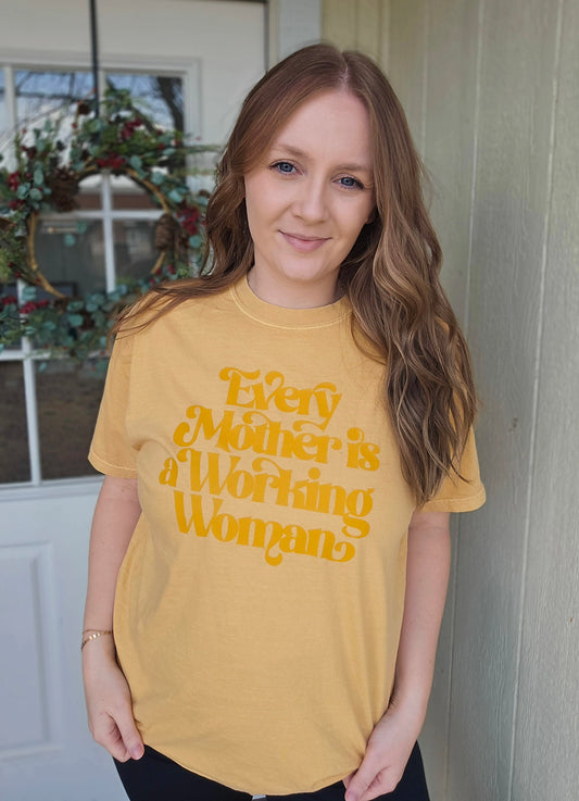 EVERY MOTHER Mustard Vintage Wash Short Sleeve Tee