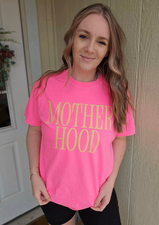 MOTHERHOOD Neon Pink Vintage Wash Short Sleeve Tee