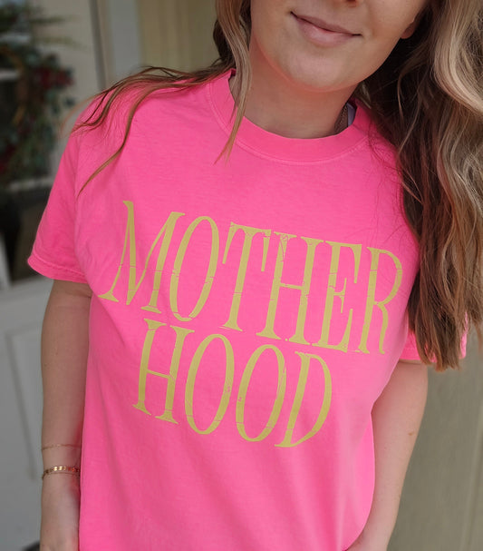 MOTHERHOOD Neon Pink Vintage Wash Short Sleeve Tee