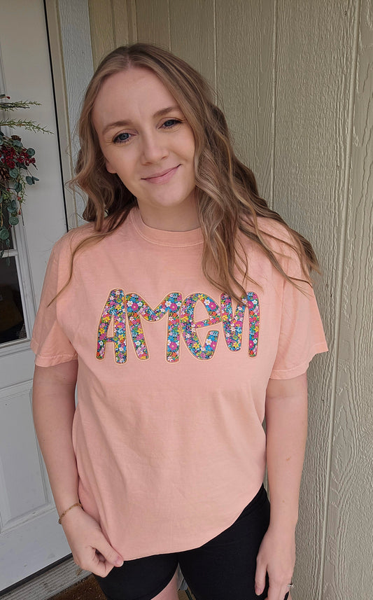 AMEN Floral Peach Vintage Wash Tee