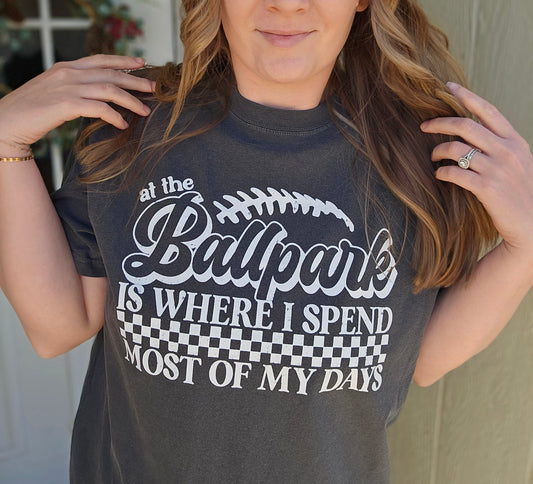 AT THE BALLPARK Charcoal Vintage Wash Tee