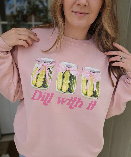 DILL WITH IT Blush Pink Crewneck Sweatshirt
