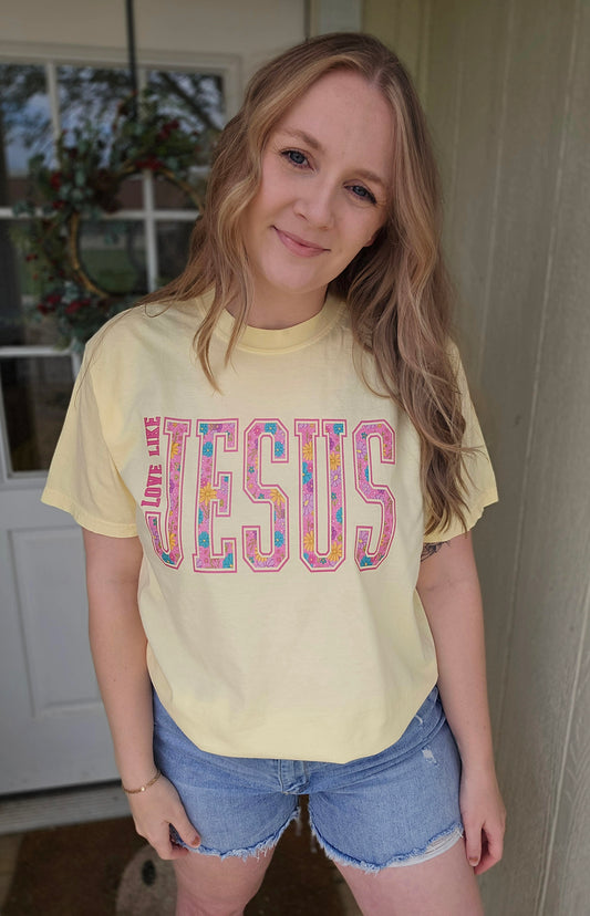 LOVE LIKE JESUS Banana Yellow Vintage Wash Tee