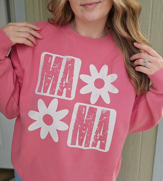 MAMA DAISY Pink Vintage Wash Crewneck
