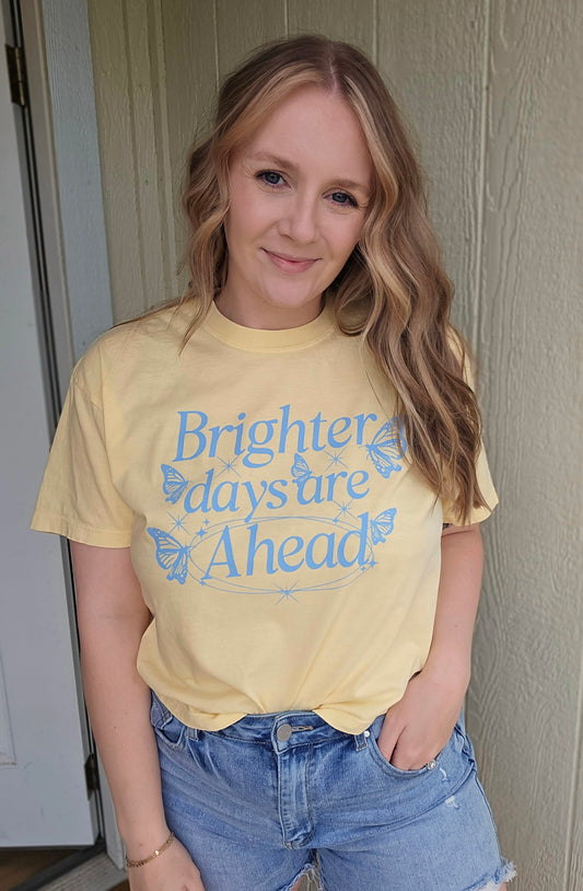 BRIGHTER DAYS AHEAD Butter *Crop* Vintage Wash Tee