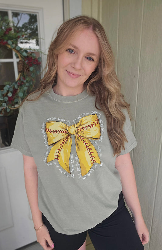 SOFTBALL BOW Sand Vintage Wash Tee