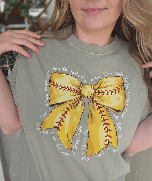 SOFTBALL BOW Sand Vintage Wash Tee