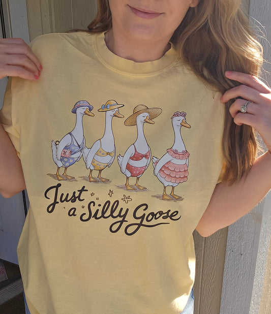 JUST A SILLY GOOSE Butter Yellow Vintage Wash Tee