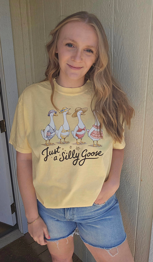 JUST A SILLY GOOSE Butter Yellow Vintage Wash Tee