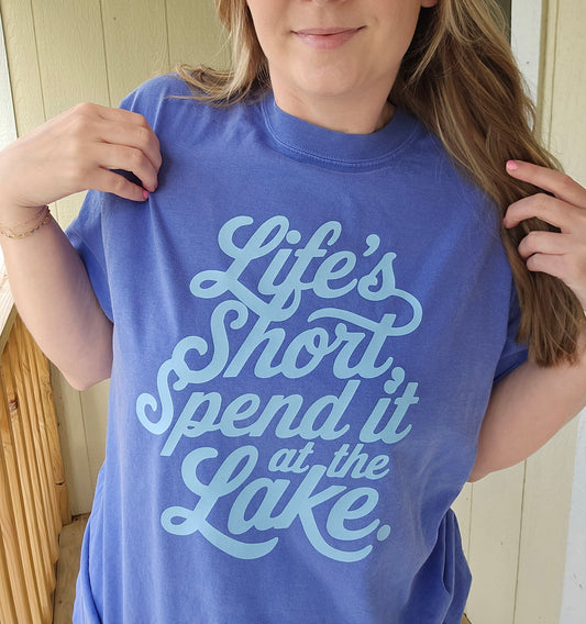 SPEND IT AT THE LAKE Periwinkle Vintage Wash Tee