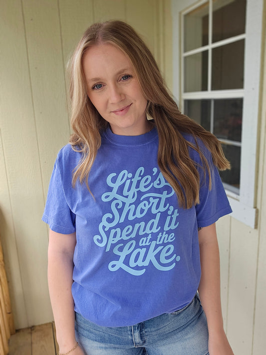 SPEND IT AT THE LAKE Periwinkle Vintage Wash Tee