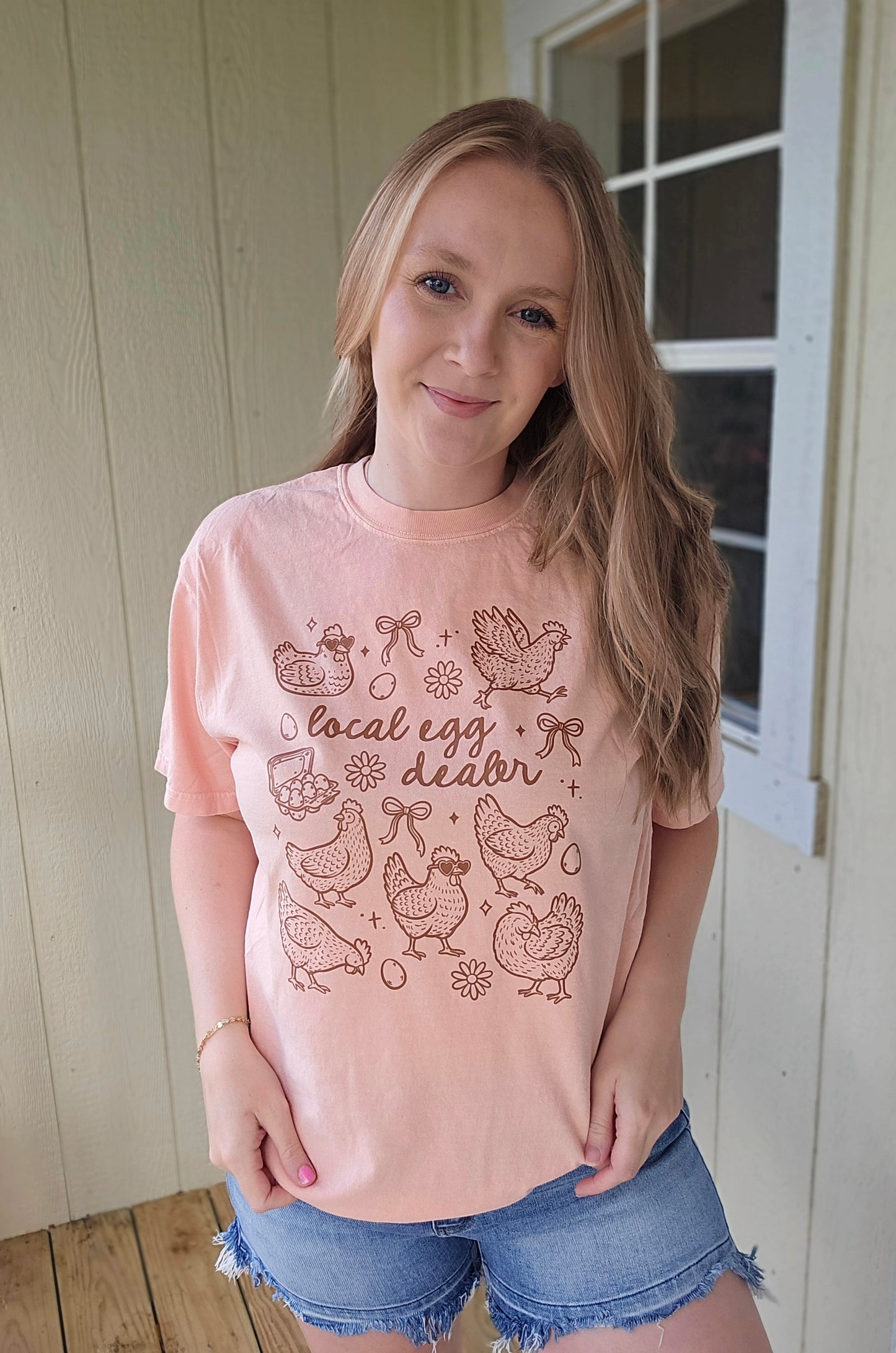 LOCAL EGG DEALER Light Peach Vintage Wash Tee
