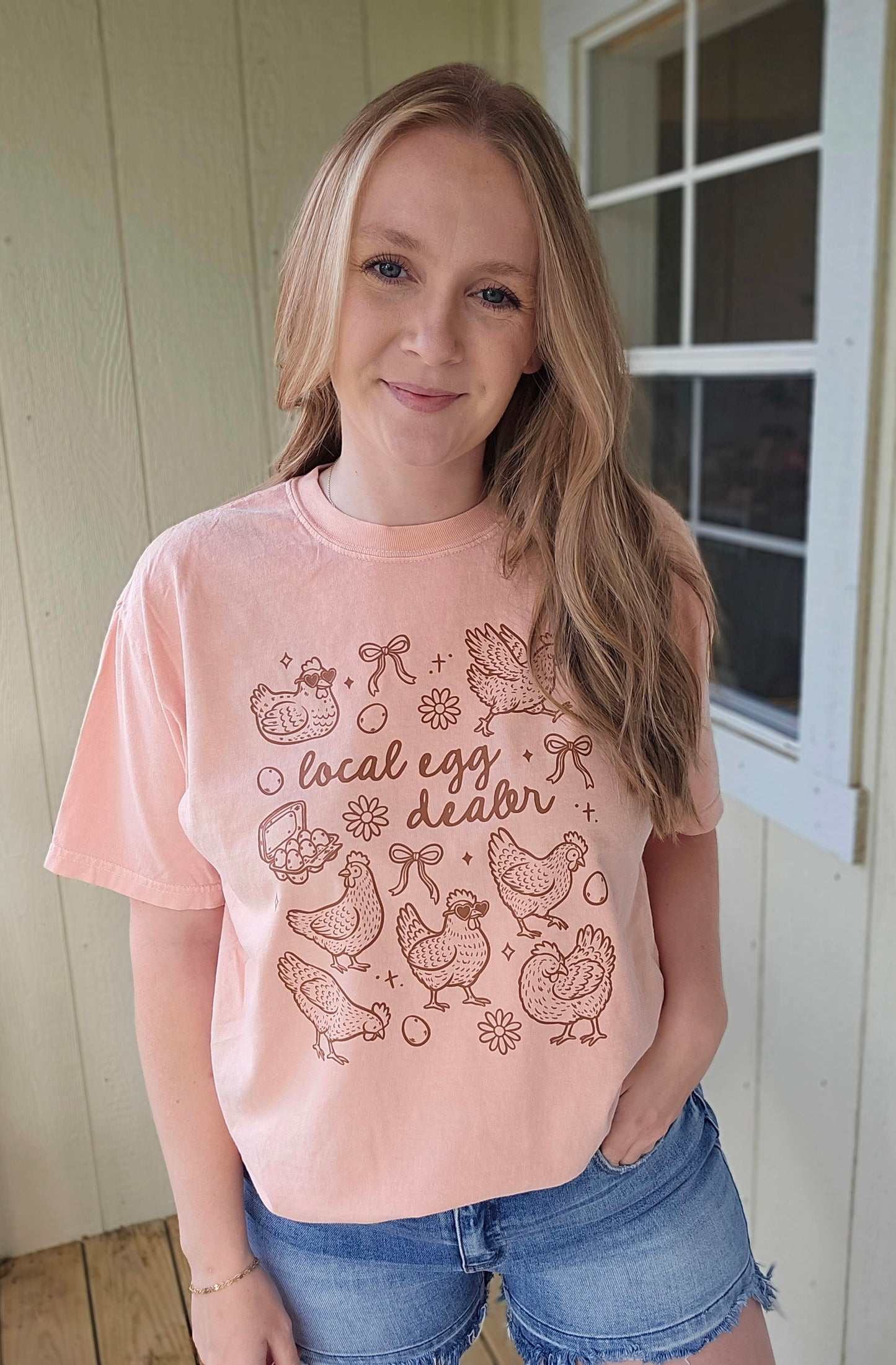 LOCAL EGG DEALER Light Peach Vintage Wash Tee