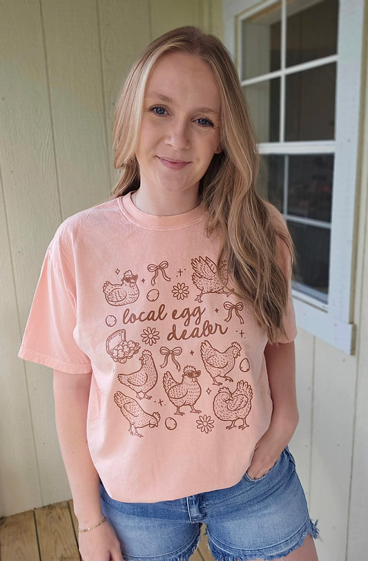 LOCAL EGG DEALER Light Peach Vintage Wash Tee