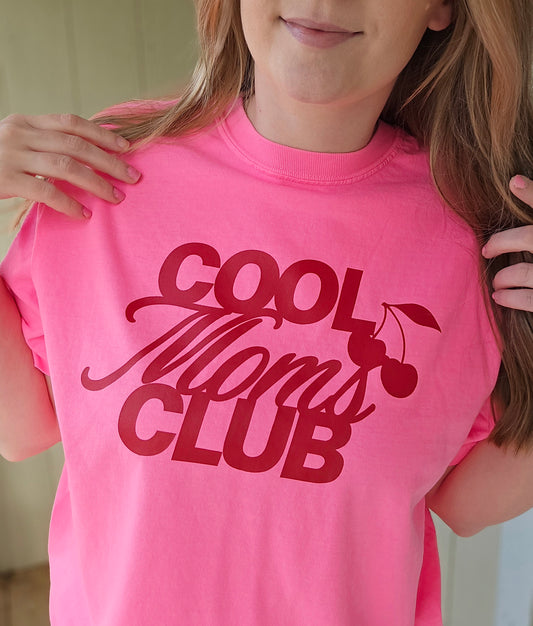 COOL MOMS CLUB Neon Pink Vintage Wash Tee