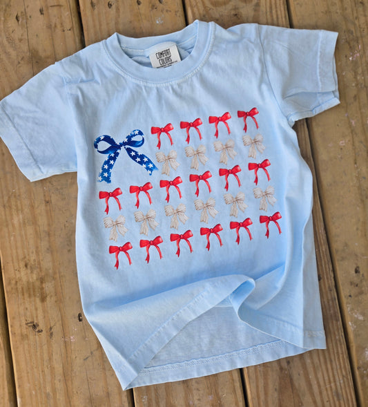BOW FLAG Light Blue Vintage Wash Short Sleeve Tee (YOUTH)
