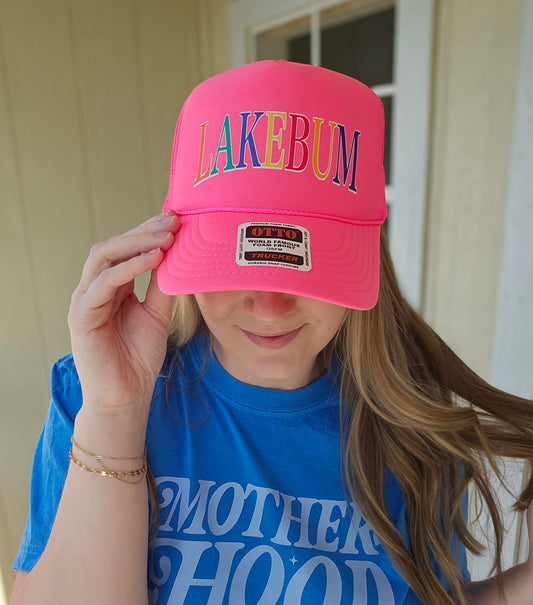 LAKEBUM Neon Pink Trucker Hat