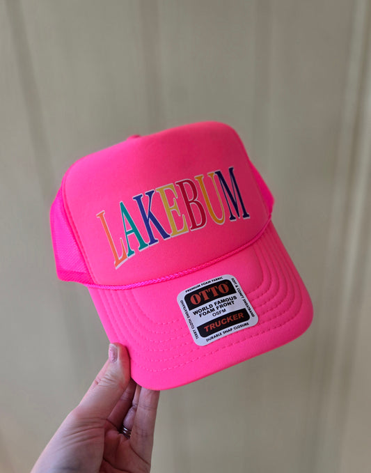 LAKEBUM Neon Pink Trucker Hat