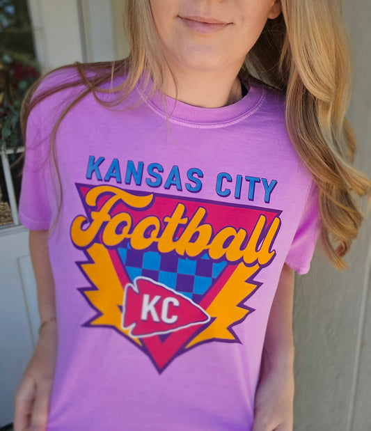RETRO KC Neon Purple Vintage Wash Tee