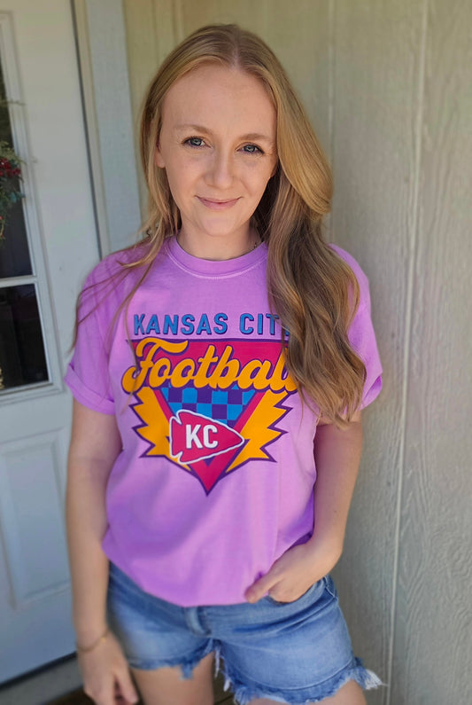 RETRO KC Neon Purple Vintage Wash Tee