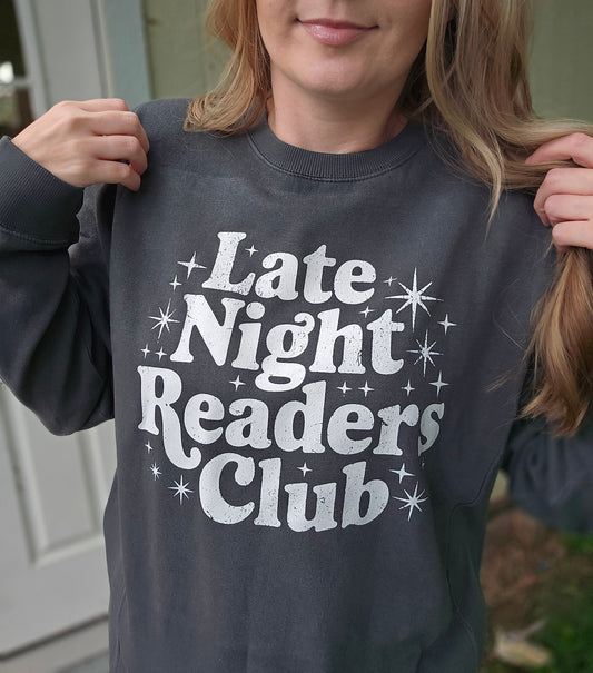 LATE NIGHT READERS CLUB Charcoal Vintage Wash Crewneck