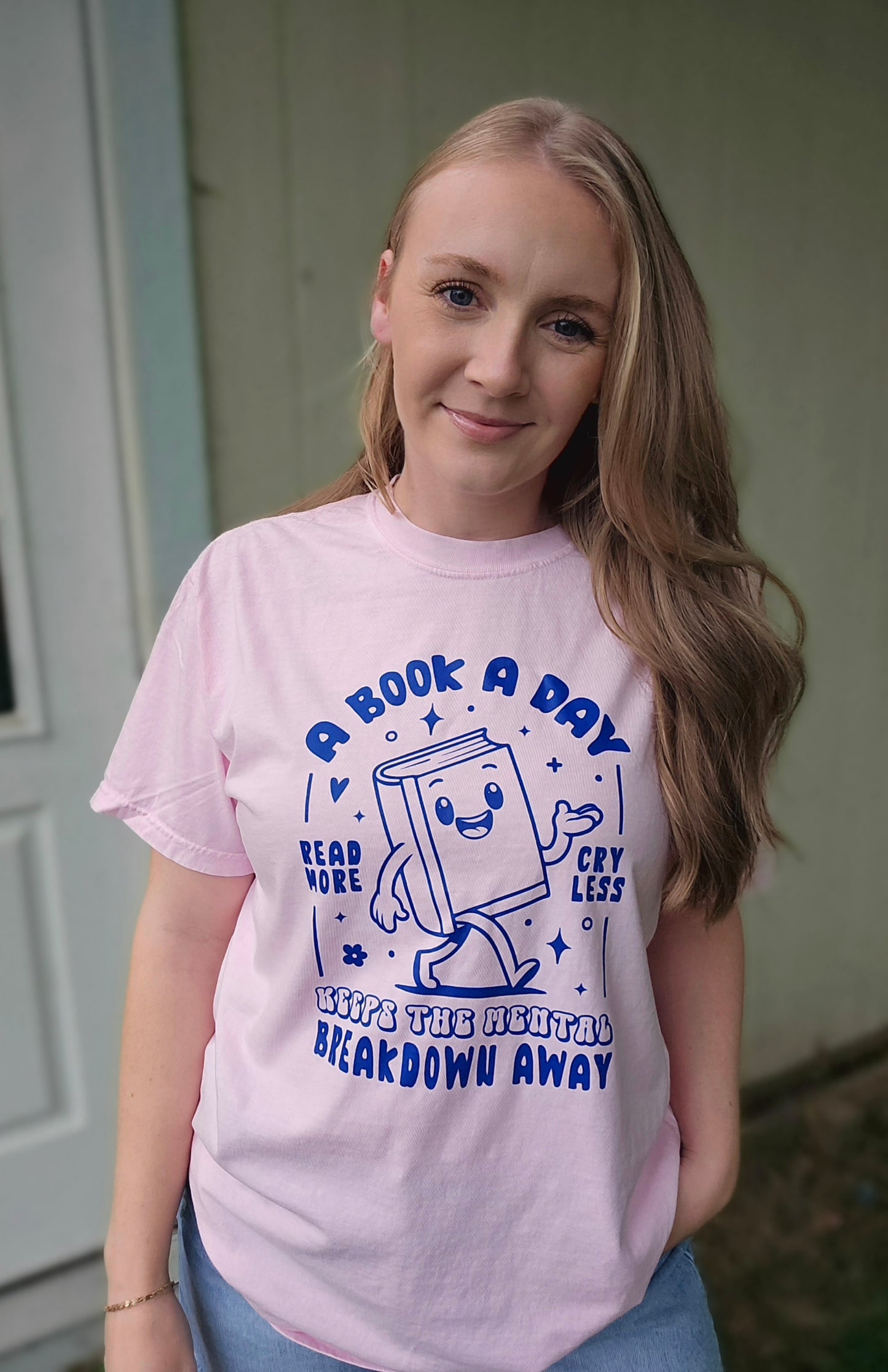 A BOOK A DAY Pink Vintage Wash Tee