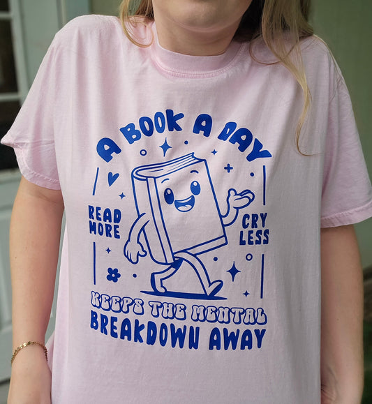 A BOOK A DAY Pink Vintage Wash Tee