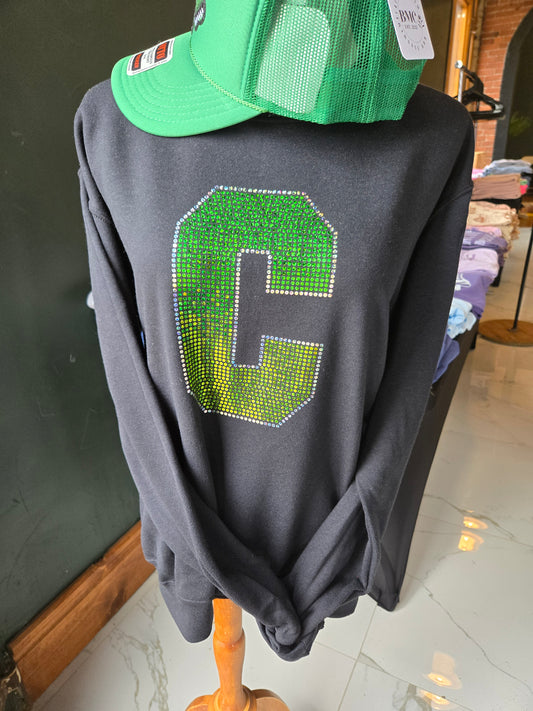 SPANGLE "C" Chapman Irish Black Crewneck Sweatshirt