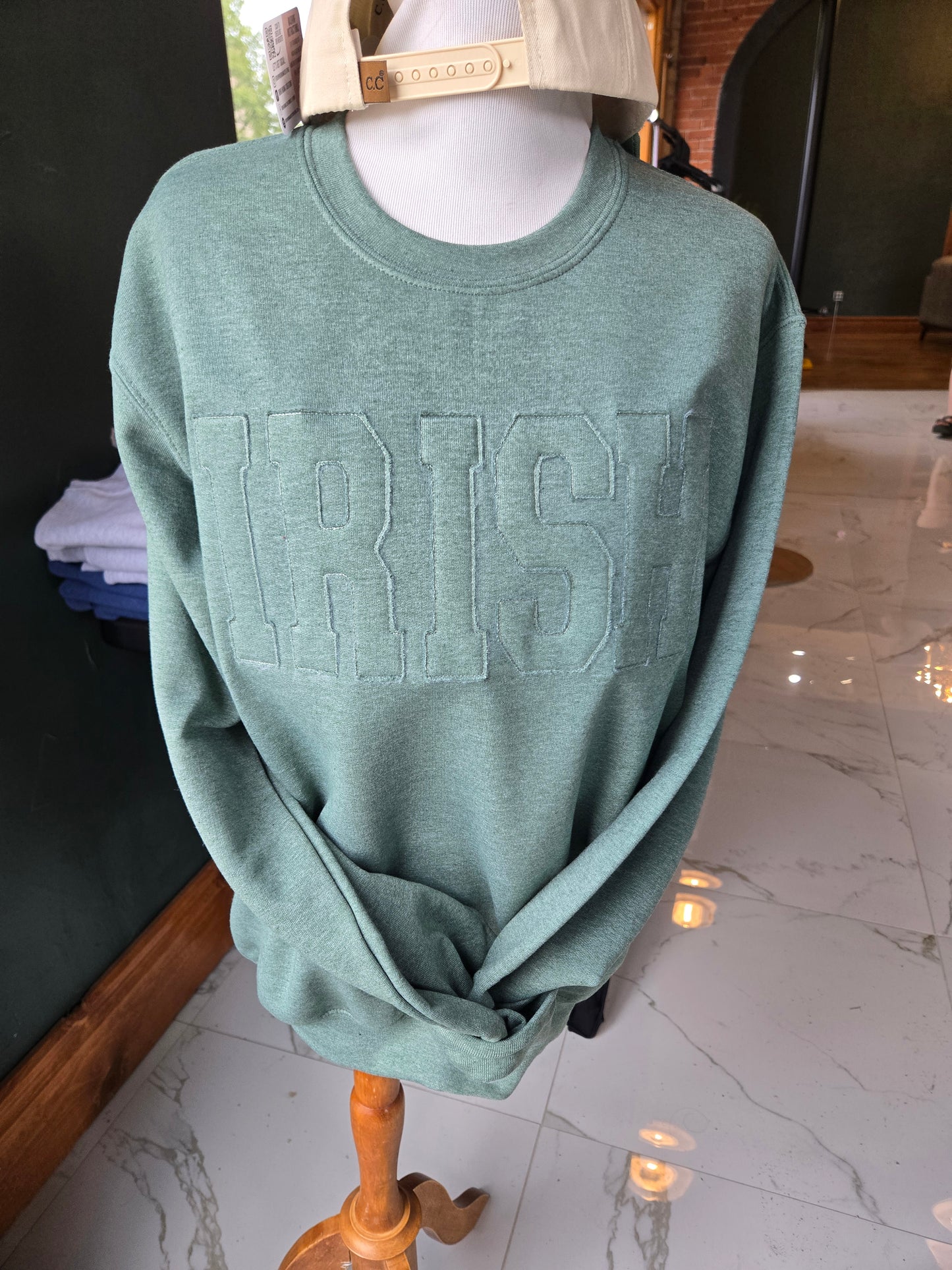 IRISH Varsity Tone-on-Tone Embroidered Crewneck Sweatshirt *PRE-ORDER*