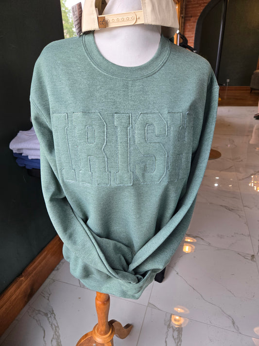 IRISH Varsity Tone-on-Tone Embroidered Crewneck Sweatshirt *PRE-ORDER*