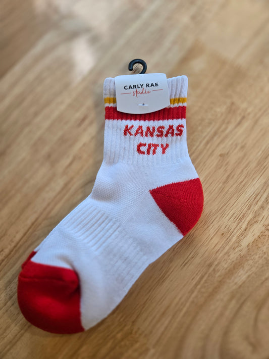 KC Retro Crew Socks - White/Red (YOUTH)