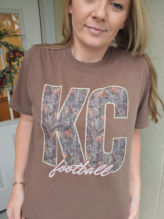 KC FOOTBALL CAMO Espresso Vintage Wash Tee